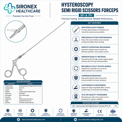 Hysteroscopy Semi Rigid Scissors Forceps 5Fr & 7Fr URS Reusable Urology Surgical Instrument