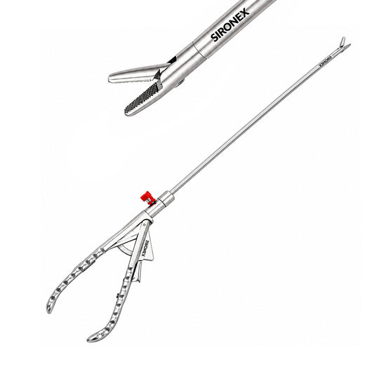 Sironex laparoscopic needle holder 5mm Ethicon straight driver reusable surgical instrument designed for precise needle control, intracorporeal suturing, and knot tying during minimally invasive laparoscopic procedures. Stainless steel autoclavable medical device for surgeons, hospitals, medical colleges, and surgical training applications.