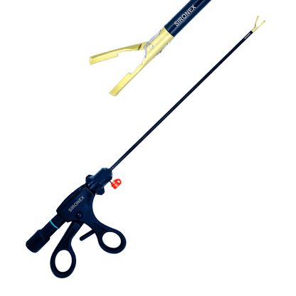surgical instrument with gold straight jaw for accuracy
reusable device for minimally invasive procedures
stainless steel laparoscopic tool with ergonomic grip
high precision bipolar energy instrument for surgery
autoclavable forceps for vessel management
advanced surgical tool for coagulation and dissection
professional laparoscopic equipment for operating use
precision medical device with straight jaw design