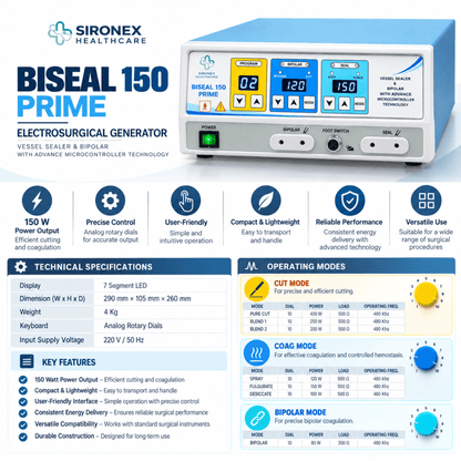 Biseal Prime 150W Electrosurgical Generator