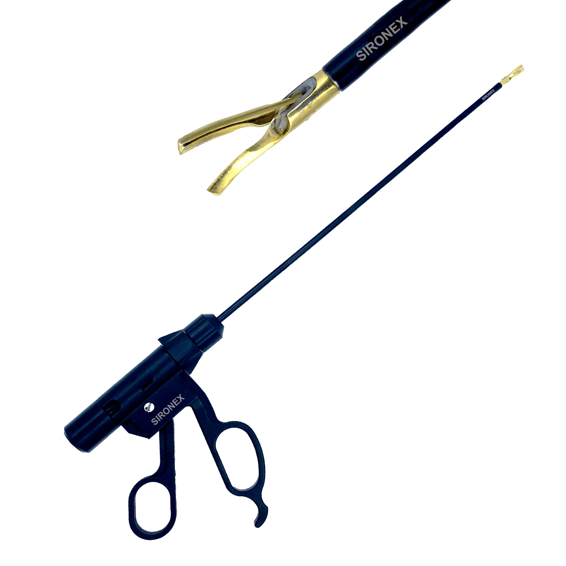 reusable device for minimally invasive operations
stainless steel laparoscopic instrument with ergonomic handle
high precision bipolar energy device for surgery
autoclavable tool for operating room use
advanced equipment for coagulation and dissection
professional laparoscopic instrument with curved profile
precision medical device for controlled tissue handling