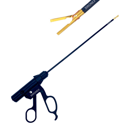 surgical tool with gold straight jaw for precise procedures
reusable device for minimally invasive operations
stainless steel laparoscopic instrument with ergonomic grip
high accuracy bipolar energy device for surgery
autoclavable tool for operating room applications
advanced equipment for coagulation and dissection
professional laparoscopic instrument with straight profile
precision medical device for controlled tissue handling