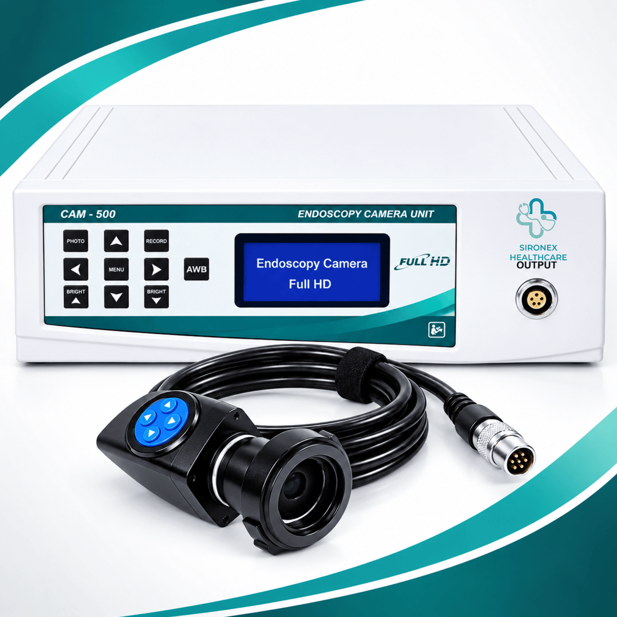 SIRONEX ENCAM 500 1080P Full HD endoscopy camera system with camera head

Technical Specification Image

ENCAM 500 Full HD endoscopy camera technical specifications

Feature Image

ENCAM 500 1080P endoscopy camera performance features with video recording and camera head controls

Camera Head

ENCAM 500 endoscopy camera head with control buttons and 3m camera cable

Endoscopy Camera System

ENCAM 500 Full HD endoscopy camera unit with 1080P imaging and digital zoom