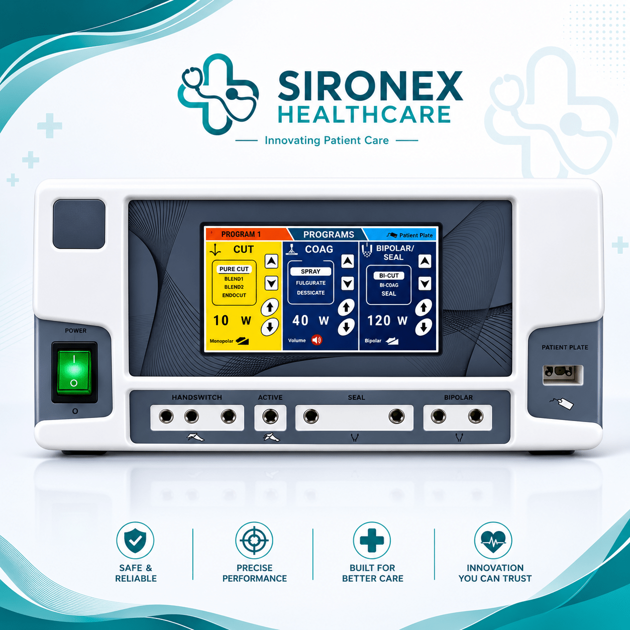 G Touch Combo+ Advanced 400W Digital Touchscreen Electrosurgical Cautery Machine (Cautrey+vessel sealer+bipolar turp)