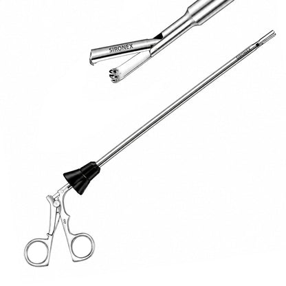 Sironex laparoscopic claw toothed forceps rotatable 5mm reusable surgical instrument designed for secure tissue grasping, specimen retrieval, and precise manipulation during minimally invasive laparoscopic procedures. Stainless steel autoclavable medical device with 360-degree rotation and toothed claw jaw for surgeons, hospitals, medical colleges, and surgical training applications.