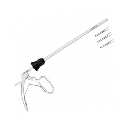Sironex laparoscopic clip applicator 3 in 1 reusable surgical instrument with short jaw design compatible with LT200 LT300 and LT400 clips. Stainless steel autoclavable medical device designed for secure clip placement and precise handling during minimally invasive laparoscopic procedures.