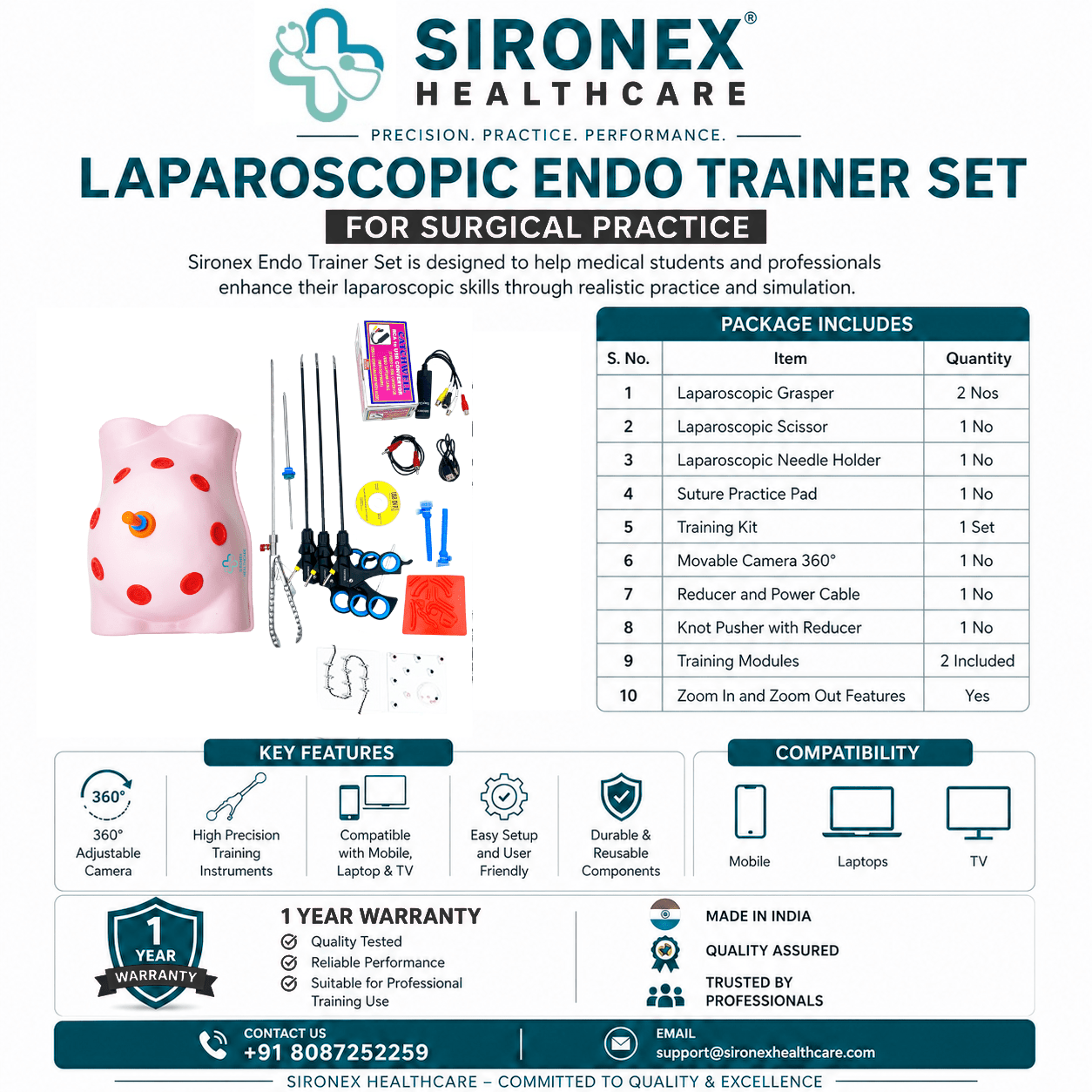 Laparoscopic Endo Trainer Simulator Set Practice Kit