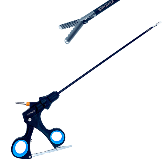 stainless steel grasper with ergonomic surgical handle
professional medical instrument for controlled tissue manipulation
autoclavable laparoscopic forceps for operating room use
advanced surgical grasper with secure jaw design
high precision laparoscopic tool for surgeons
minimally invasive surgery instrument with strong grip control
premium alligator forceps for clinical applications