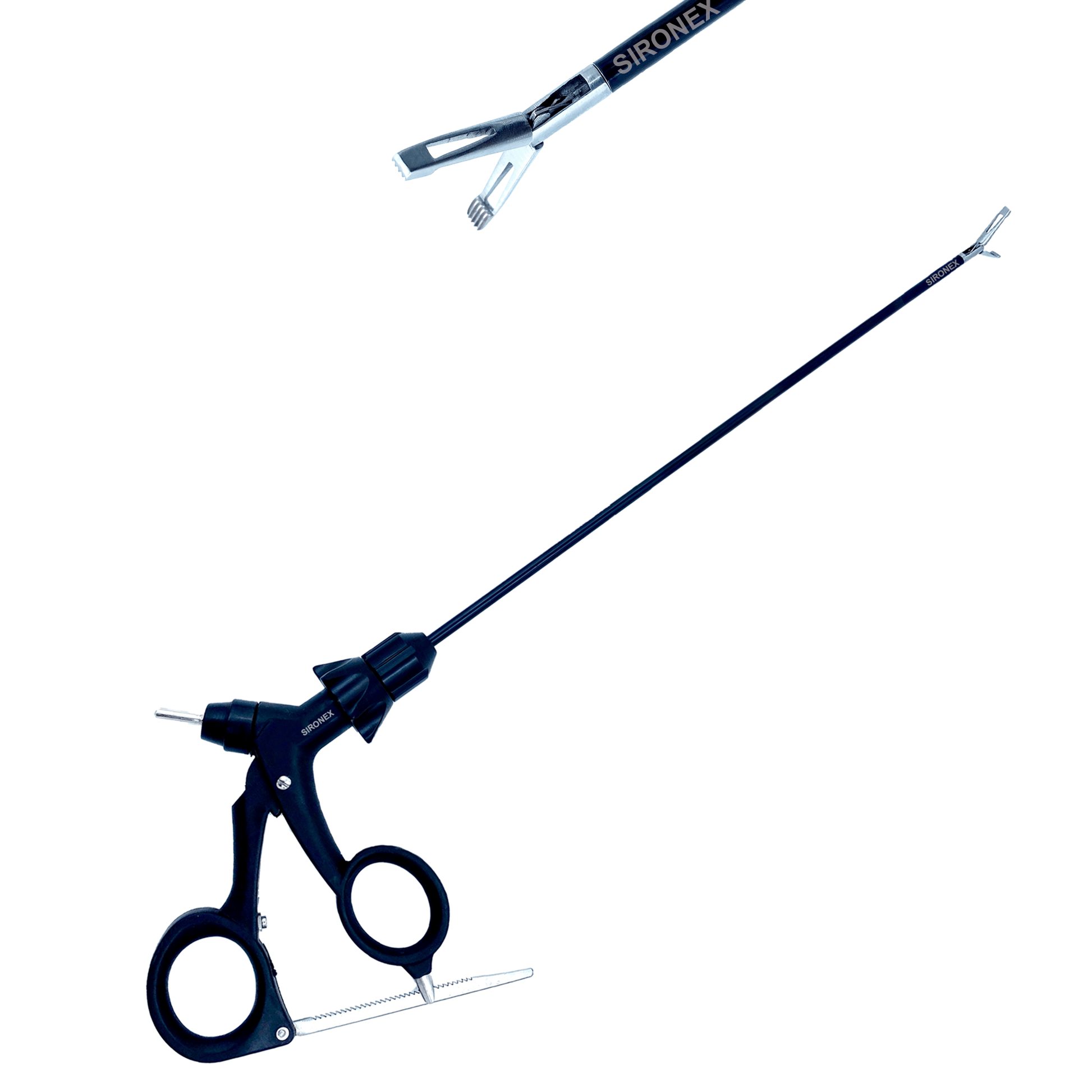 Sironex laparoscopic Allis grasper 5mm reusable Storz compatible forceps designed for firm tissue grasping, controlled manipulation, and precise handling during minimally invasive laparoscopic procedures. Stainless steel autoclavable surgical instrument with ergonomic handle and Allis jaw design for surgeons, hospitals, medical colleges, and surgical training applications.