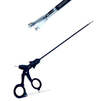 Sironex laparoscopic Babcock grasper 5mm reusable Storz compatible forceps designed for atraumatic tissue grasping, controlled manipulation, and gentle handling during minimally invasive laparoscopic procedures. Stainless steel autoclavable surgical instrument with ergonomic handle and Babcock jaw design for surgeons, hospitals, medical colleges, and surgical training applications.
