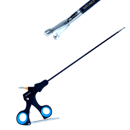 Sironex laparoscopic Babcock grasper forceps 5mm reusable surgical instrument designed for atraumatic tissue grasping and controlled handling during minimally invasive laparoscopic procedures. Stainless steel autoclavable medical device with ergonomic grip and precision Babcock jaw for professional operating room use.