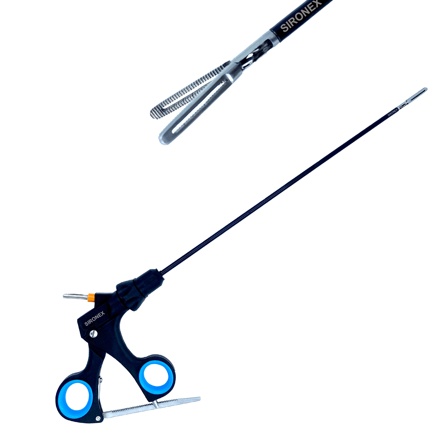 Sironex laparoscopic bowel grasper 5mm reusable surgical forceps designed for atraumatic bowel handling and controlled tissue manipulation during minimally invasive laparoscopic procedures. Stainless steel autoclavable medical instrument with ergonomic grip and precision jaw for professional operating room use.