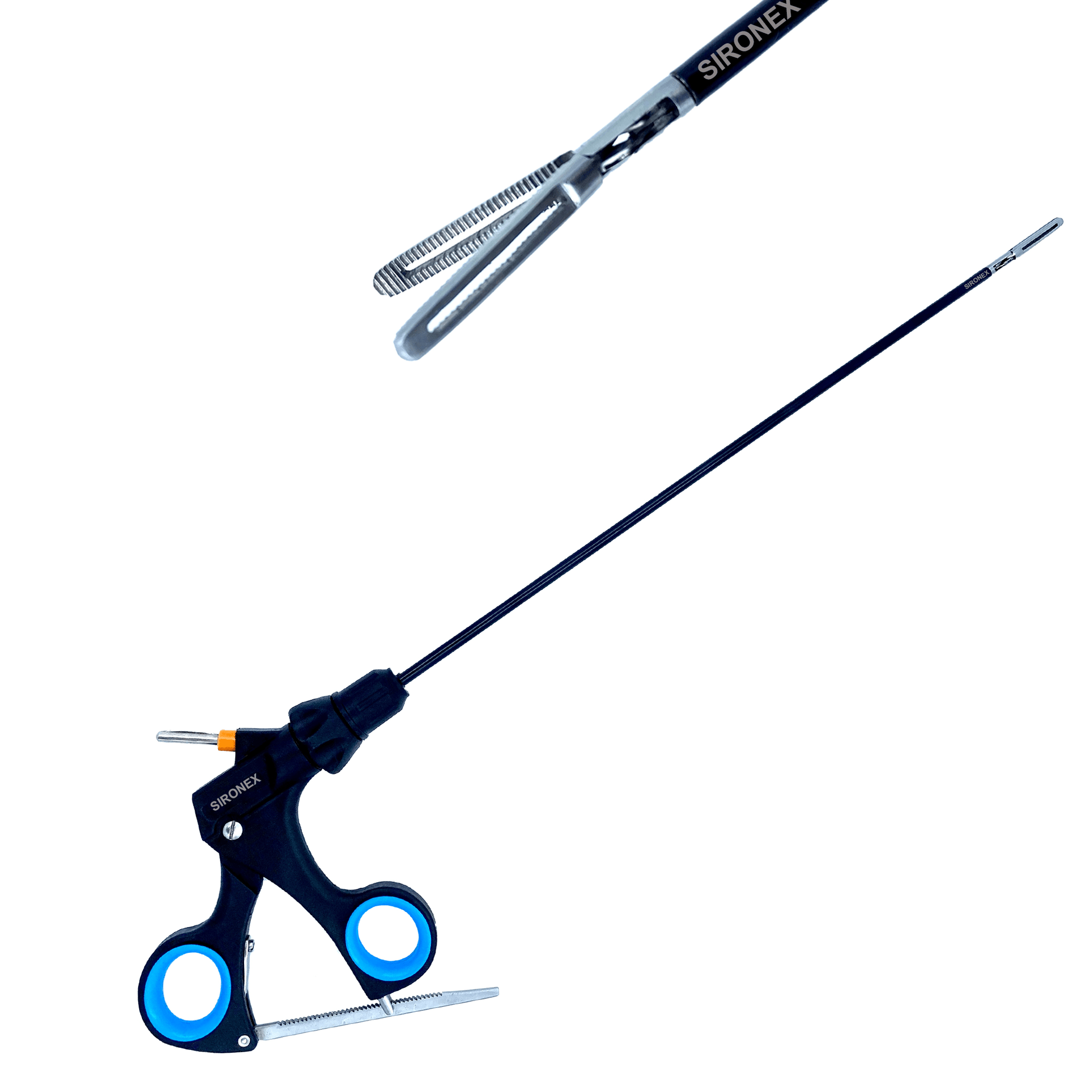 Sironex laparoscopic bowel grasper 5mm reusable surgical forceps designed for atraumatic bowel handling and controlled tissue manipulation during minimally invasive laparoscopic procedures. Stainless steel autoclavable medical instrument with ergonomic grip and precision jaw for professional operating room use.
