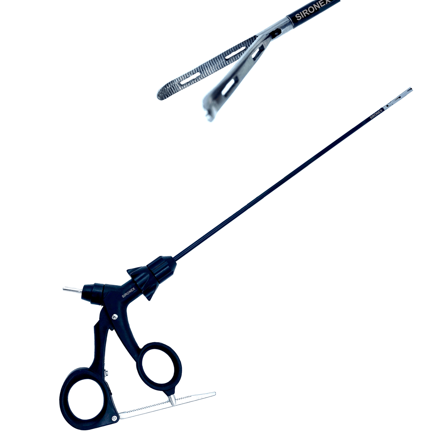 Sironex laparoscopic Croci Olmi grasper 5mm reusable Storz compatible surgical forceps designed for precise tissue grasping, controlled manipulation, and smooth handling during minimally invasive laparoscopic procedures. Stainless steel autoclavable medical instrument with ergonomic handle and Croci Olmi jaw design for surgeons, hospitals, medical colleges, and surgical training applications.