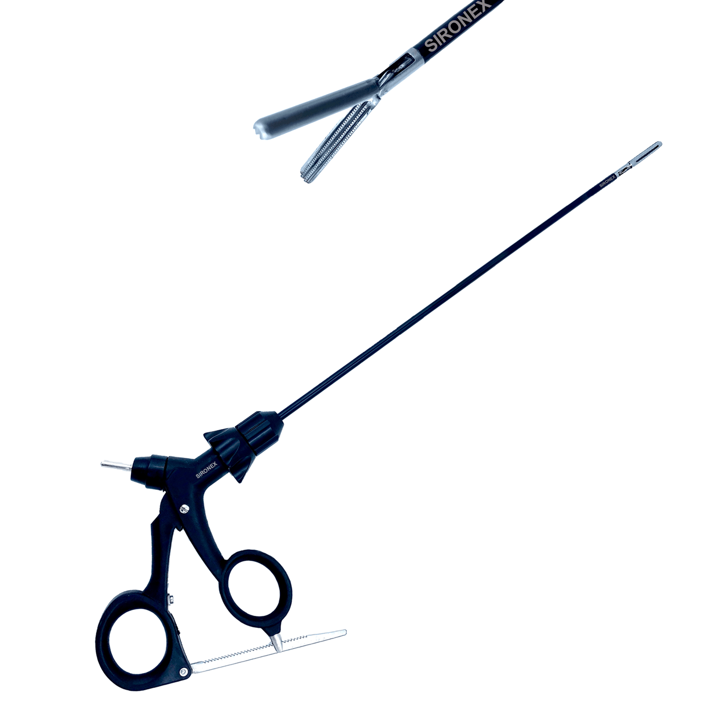 Sironex laparoscopic DeBakey grasper 5mm reusable Storz compatible forceps designed for atraumatic tissue grasping, controlled manipulation, and precision handling during minimally invasive laparoscopic procedures. Stainless steel autoclavable surgical instrument with ergonomic handle and DeBakey jaw design for surgeons, hospitals, medical colleges, and surgical training applications.