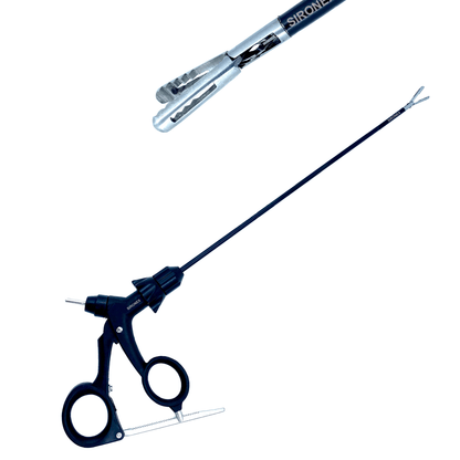 Sironex laparoscopic Endo Clinch grasper 5mm reusable Storz compatible surgical forceps designed for secure tissue grasping, controlled manipulation, and precise handling during minimally invasive laparoscopic procedures. Stainless steel autoclavable medical instrument with ergonomic handle and Endo Clinch jaw design for surgeons, hospitals, medical colleges, and surgical training applications.