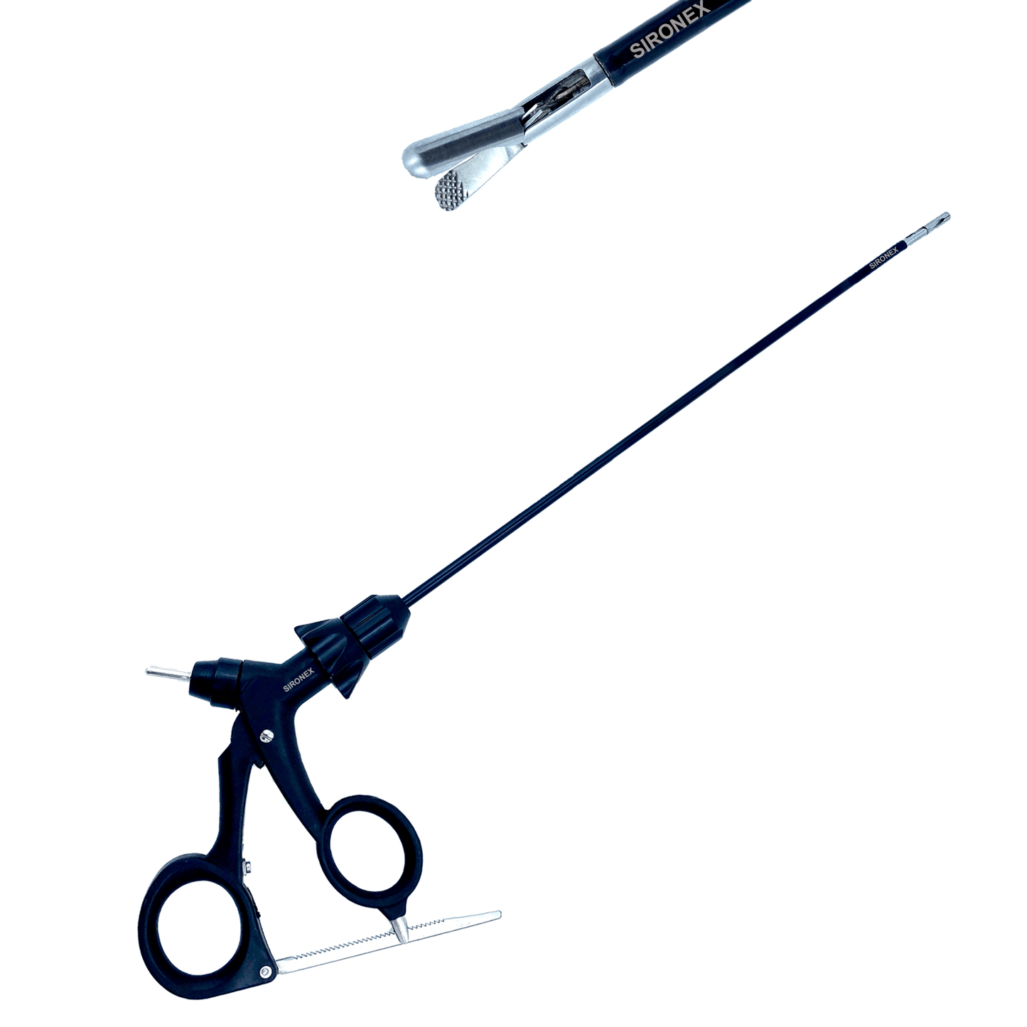 Sironex laparoscopic Ovi Duck grasper 5mm reusable surgical forceps designed for atraumatic tissue grasping, controlled manipulation, and smooth handling during minimally invasive laparoscopic procedures. Stainless steel autoclavable medical instrument with ergonomic handle and Ovi Duck jaw design for surgeons, hospitals, medical colleges, and surgical training applications.