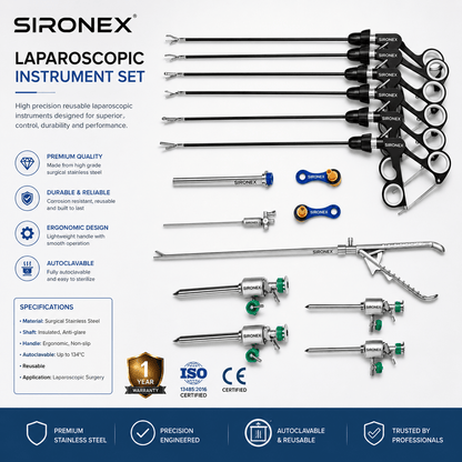 Laparoscopic Instruments Set 16pc 5mm Reusable SS