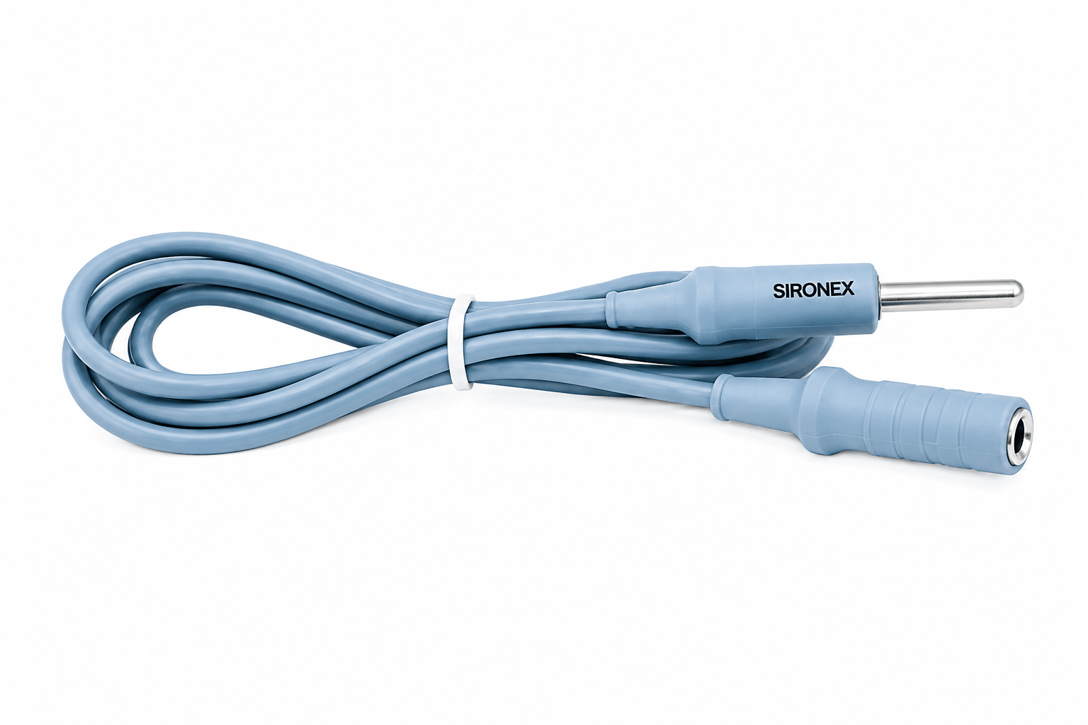 Sironex laparoscopic monopolar cable cord reusable electrosurgical connector designed for stable energy transmission and secure connection with monopolar surgical instruments. Durable medical-grade cable for minimally invasive procedures, operating room use, and professional laparoscopic applications with reliable performance and flexible handling.