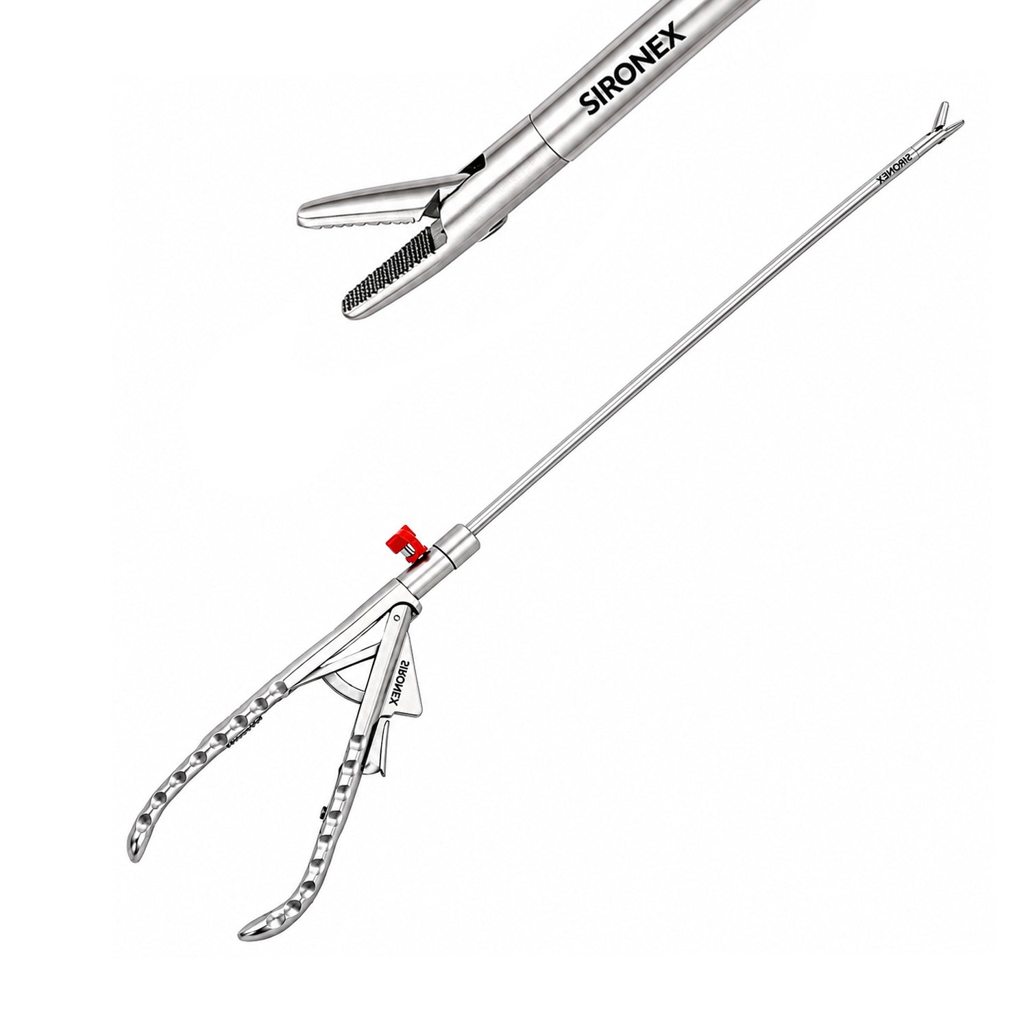 Sironex laparoscopic needle holder 5mm Ethicon straight driver reusable surgical instrument designed for precise needle control, intracorporeal suturing, and knot tying during minimally invasive laparoscopic procedures. Stainless steel autoclavable medical device for surgeons, hospitals, medical colleges, and surgical training applications.