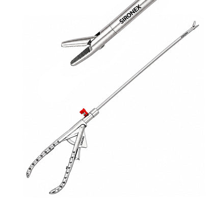 Sironex laparoscopic needle holder 5mm Ethicon straight driver reusable surgical instrument designed for precise needle control, intracorporeal suturing, and knot tying during minimally invasive laparoscopic procedures. Stainless steel autoclavable medical device for surgeons, hospitals, medical colleges, and surgical training applications.