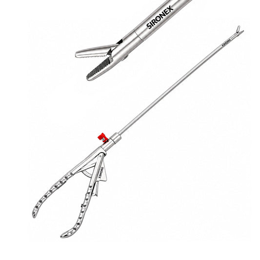 Sironex laparoscopic needle holder 5mm Ethicon straight driver reusable surgical instrument designed for precise needle control, intracorporeal suturing, and knot tying during minimally invasive laparoscopic procedures. Stainless steel autoclavable medical device for surgeons, hospitals, medical colleges, and surgical training applications.