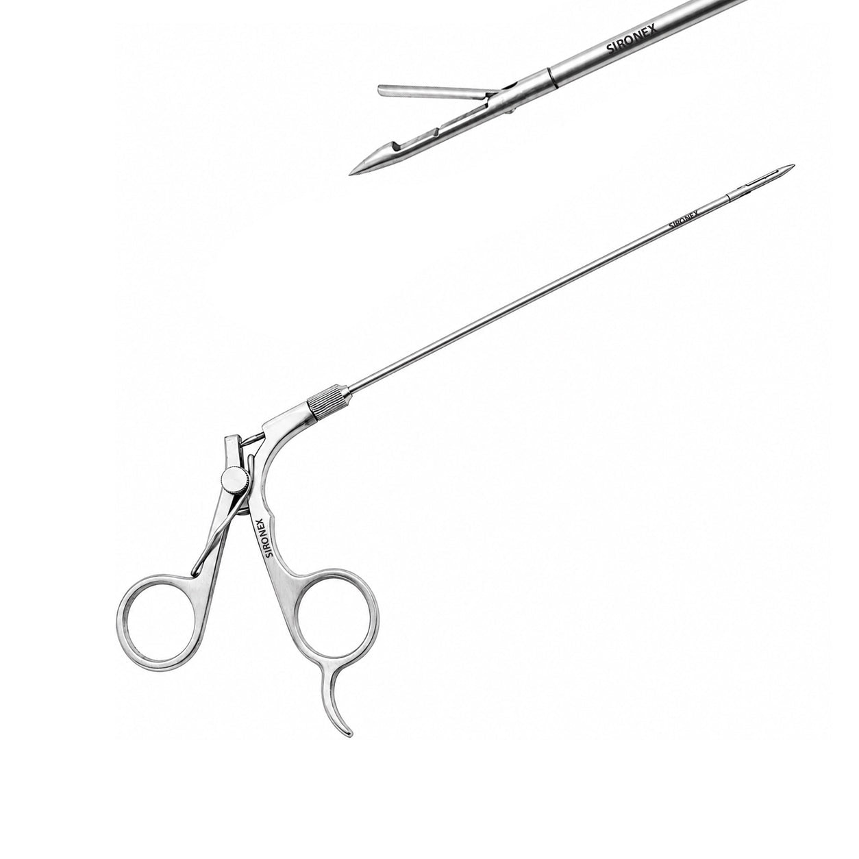 Sironex laparoscopic port closure needle suturing forceps reusable surgical instrument designed for trocar site closure, fascial suturing, and secure wound closure during minimally invasive laparoscopic procedures. Stainless steel autoclavable medical device for surgeons, hospitals, medical colleges, and surgical training applications.