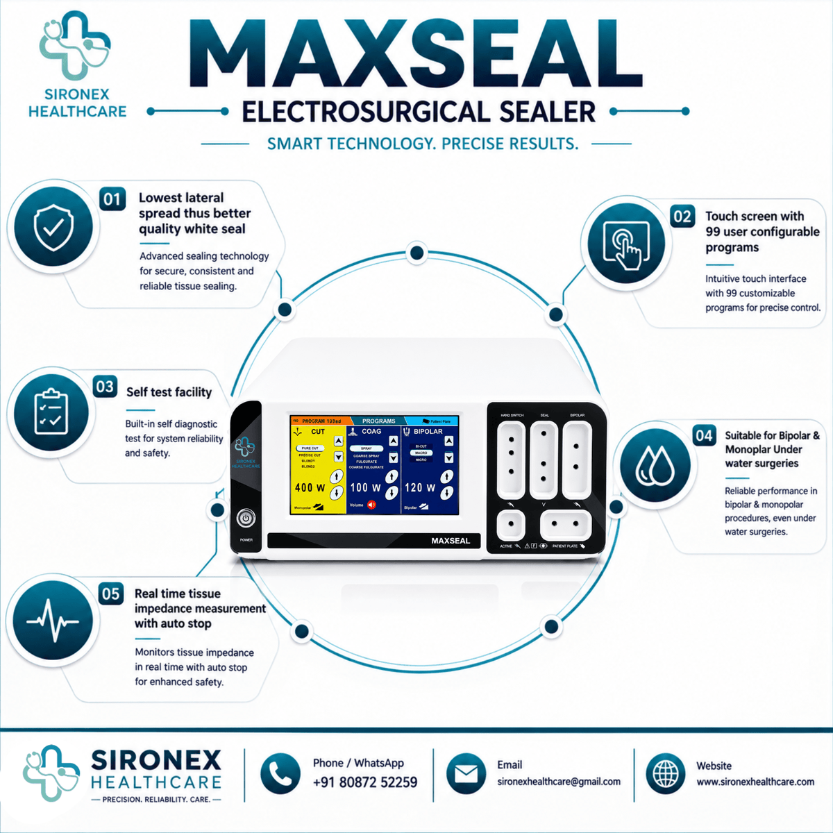 MAXSEAL 400W Electrosurgical Unit Vessel Sealer & Monopolar Bipolar