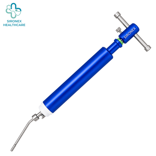 Sironex Healthcare Gynecologic Sukhadia Type Uterine Manipulator with blue handle and elongated metal shaft for gynecological and laparoscopic surgical procedures.
