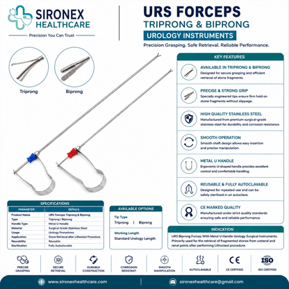 URS Forceps Triprong & Biprong Reusable Urology Instruments